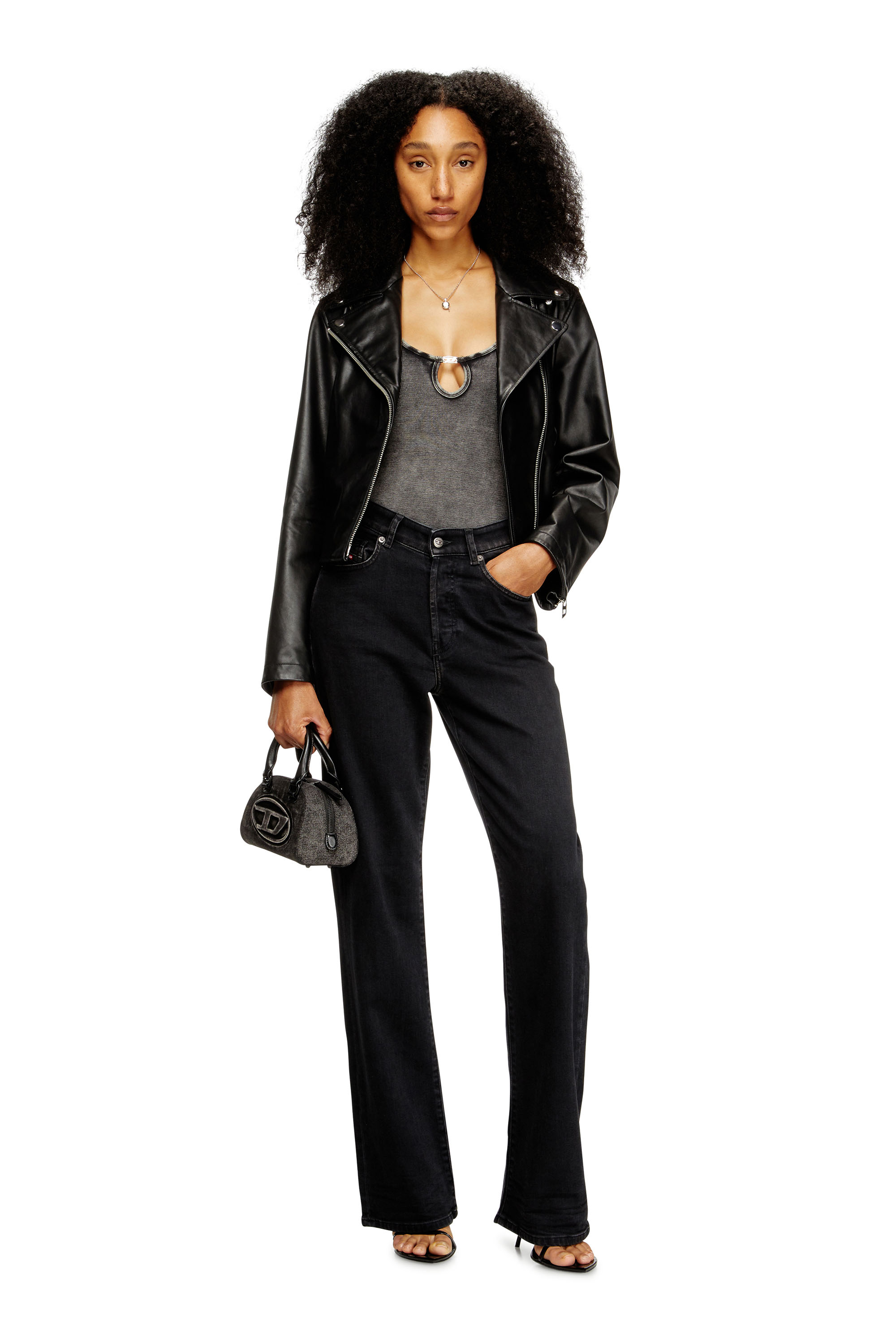 Diesel - MAURA-DNM, Woman's Bodysuit in marble-washed stretch cotton in Dark grey - 4