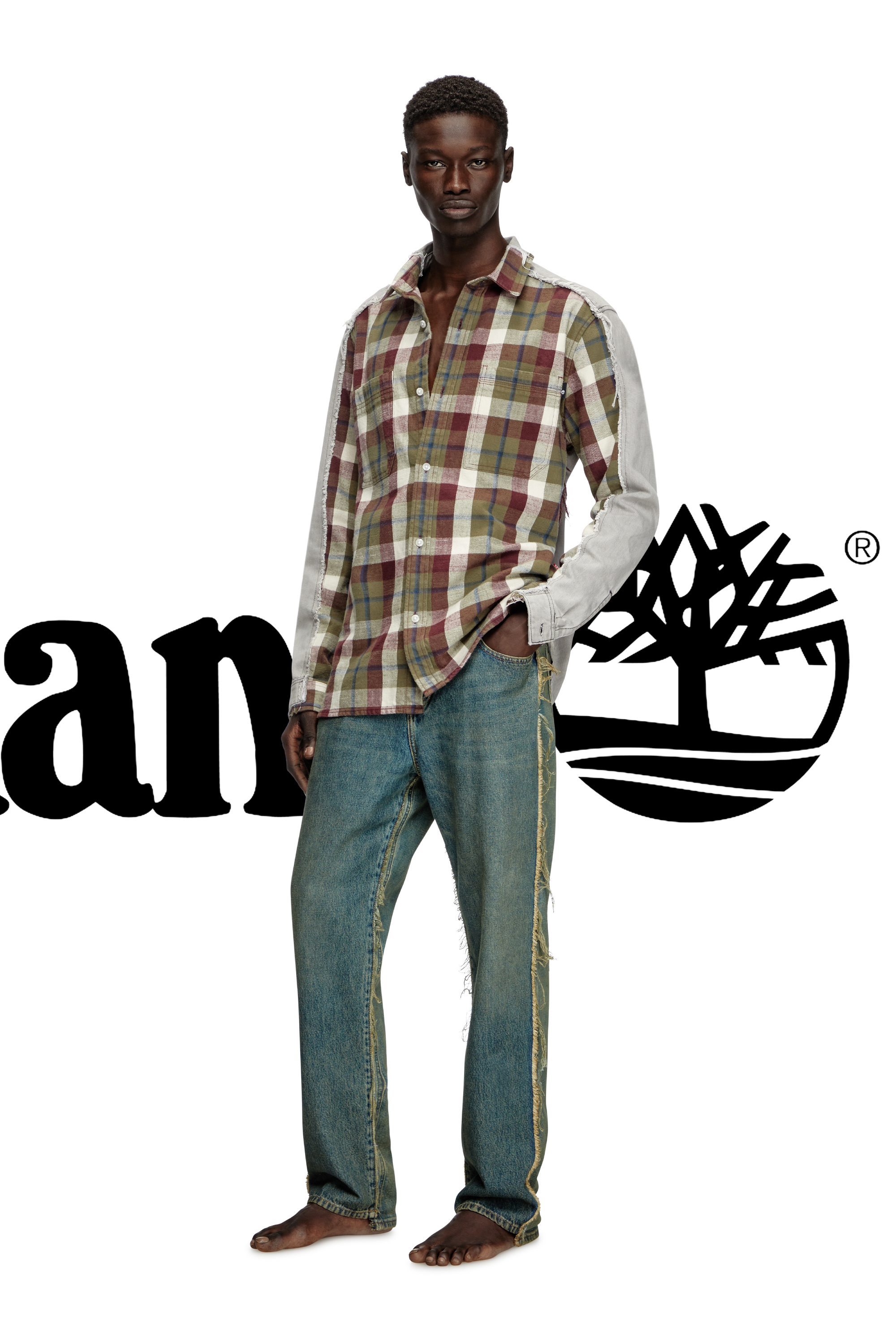 Diesel - Shirt Diseloves 8B, Unisex's Check and bleach-effect denim shirt in Red/Grey - 2