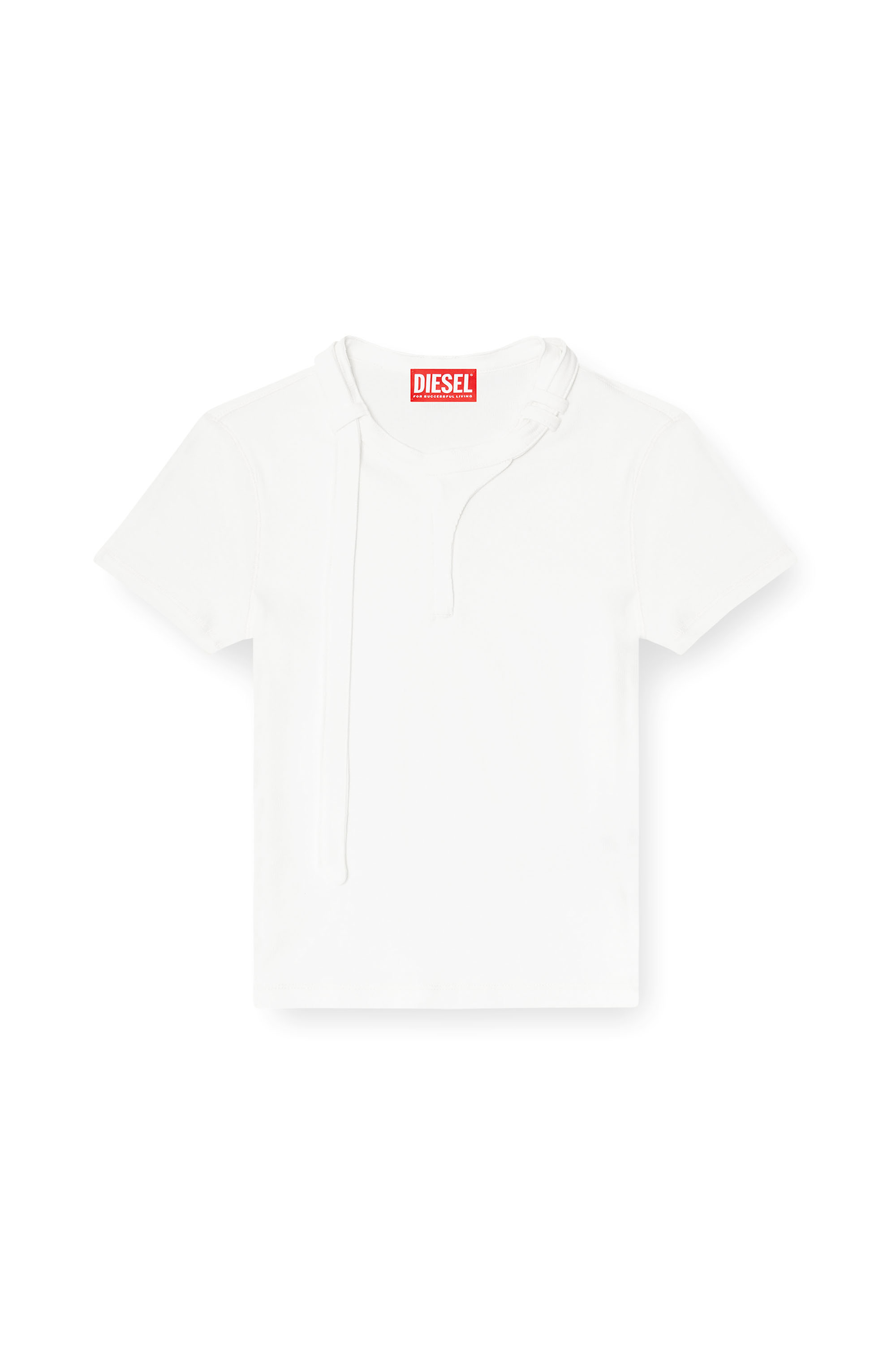 Diesel - T-IARAS, Woman's Rib-jersey top with biker neck strap in White - 2