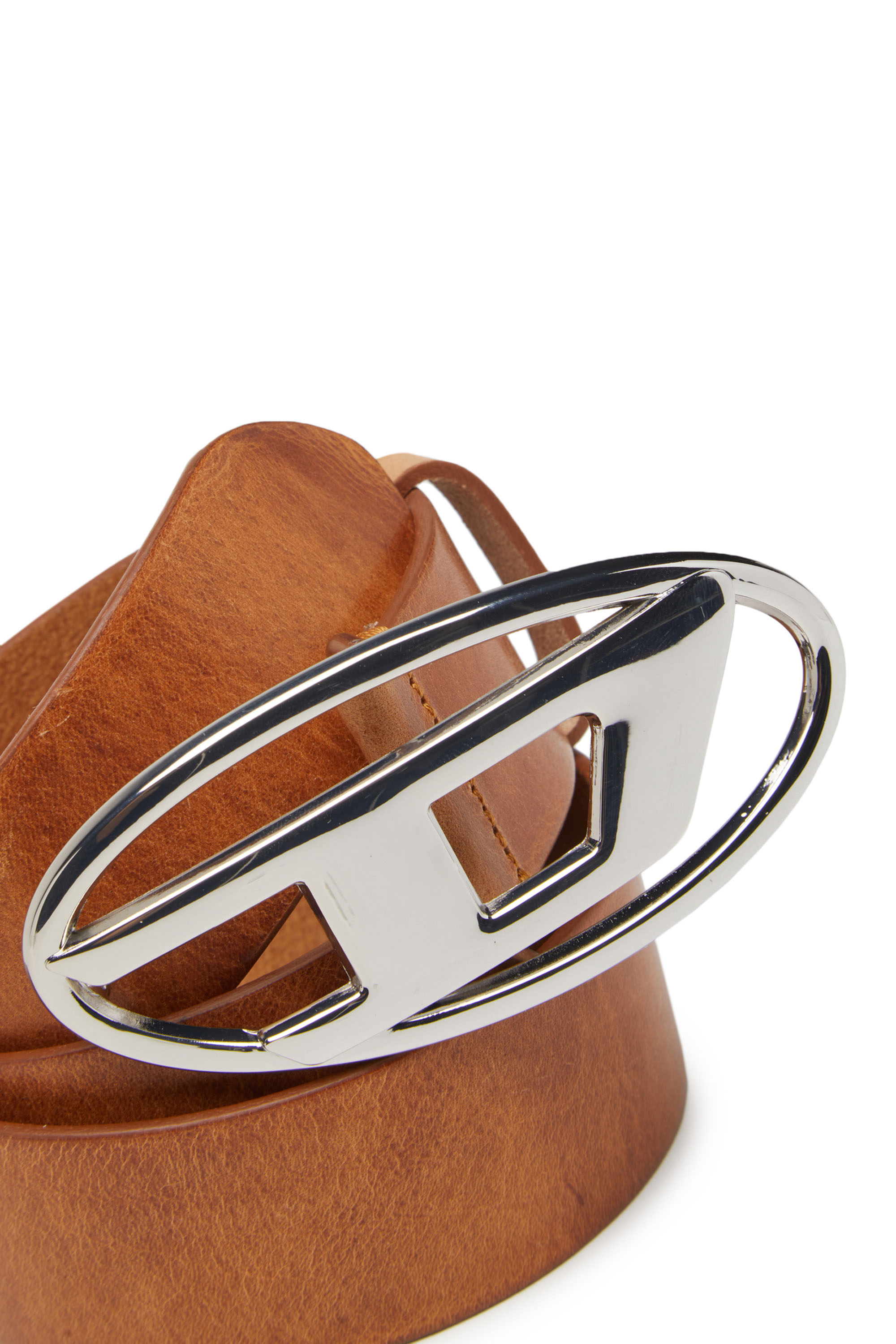 Diesel - B-1DR W, Woman's 3.9cm belt with D logo buckle in Light Brown - 3