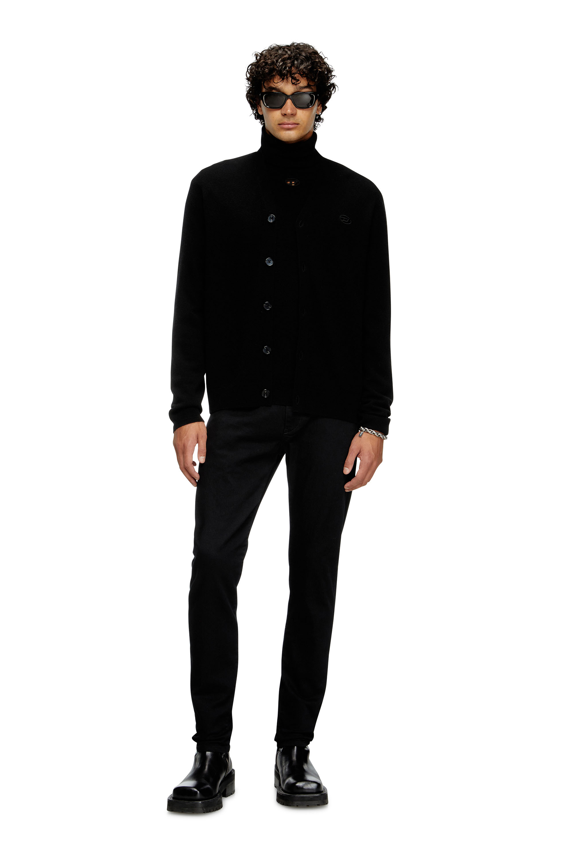 Diesel - K-ZANNIS, Man's Wool and cashmere cardigan in Black - 1