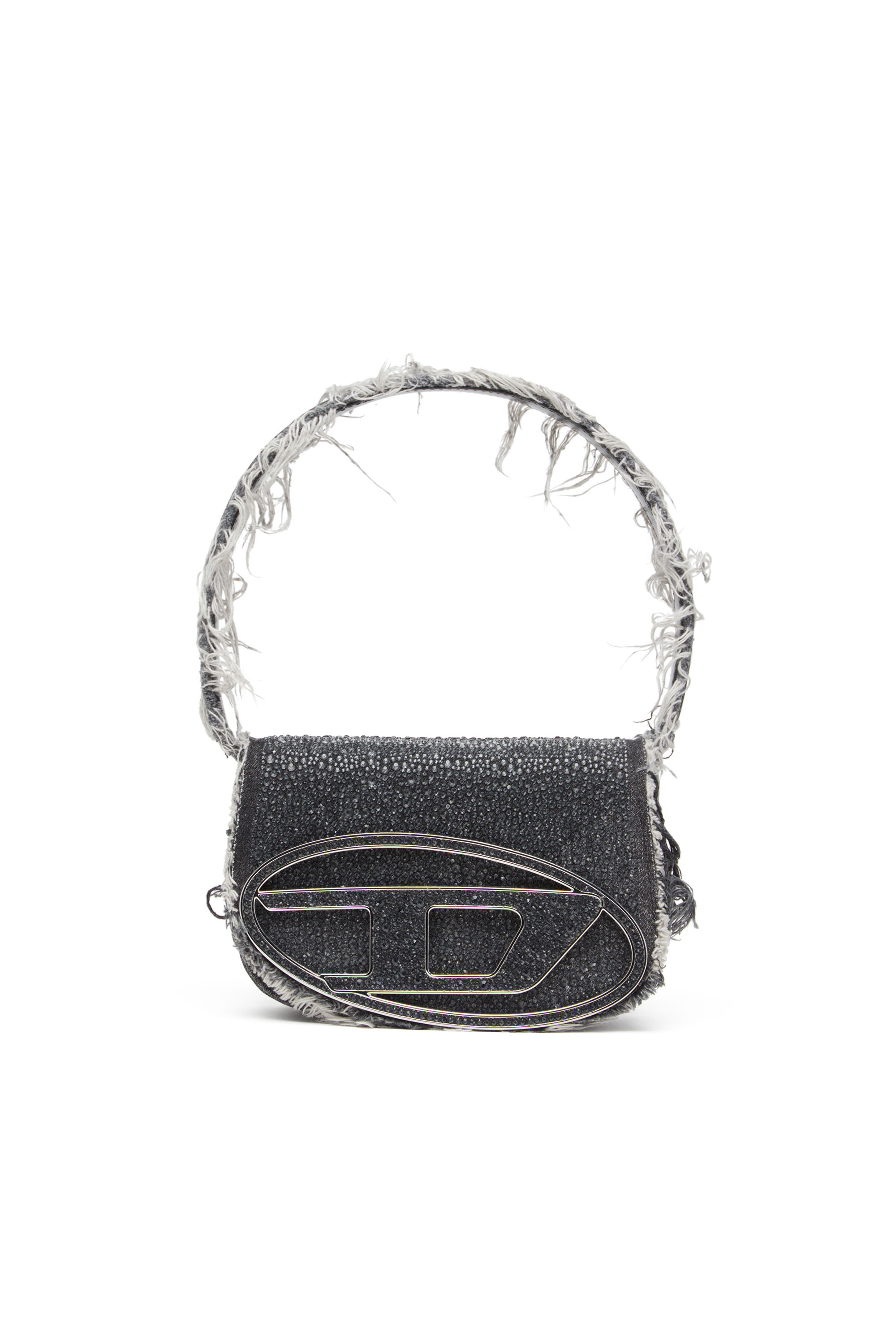 Diesel - 1DR, Woman's 1DR-Iconic shoulder bag in denim and crystals in Black - 2