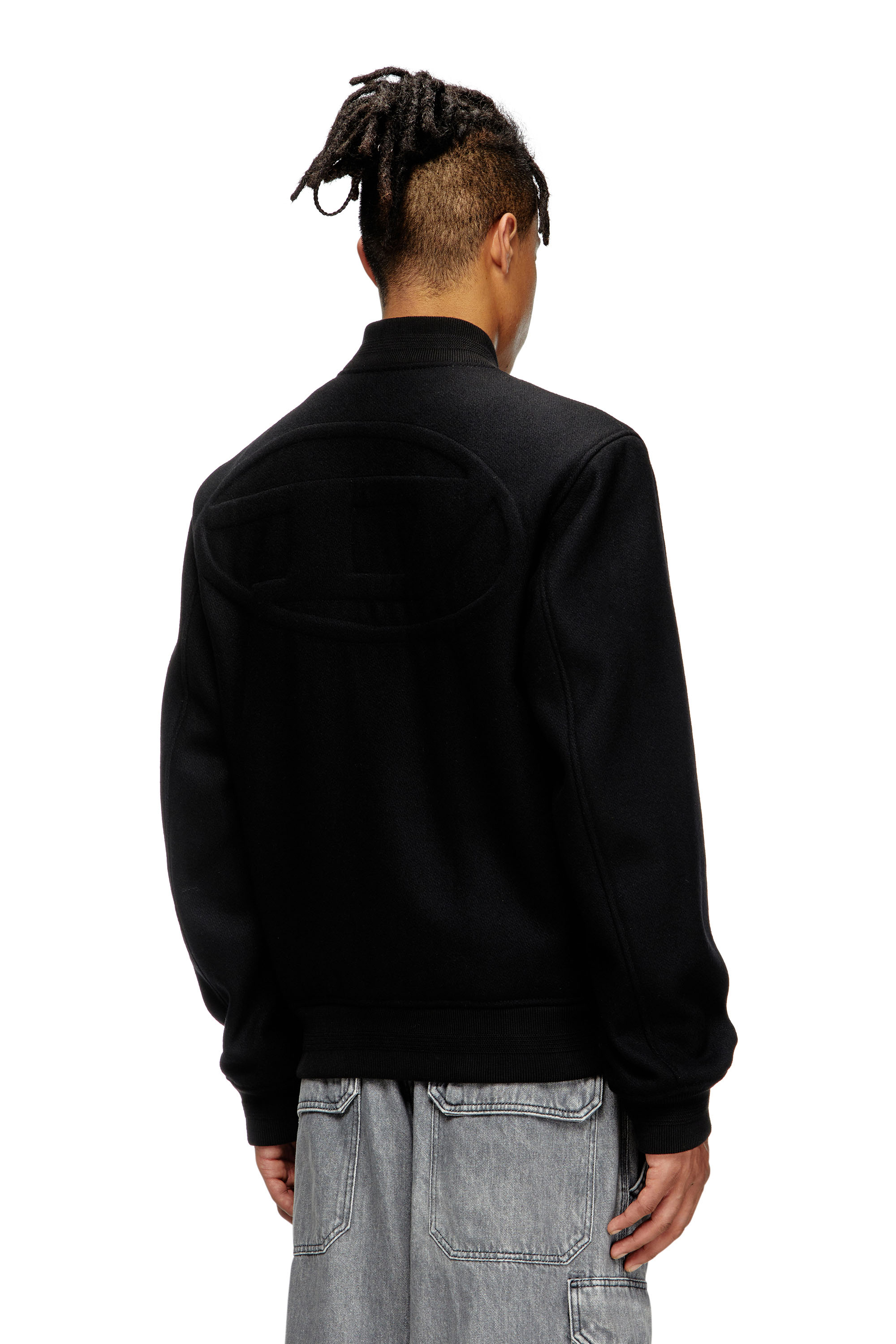 Diesel - J-ARRY, Man's Lined bomber jacket in wool blend in Black - 4