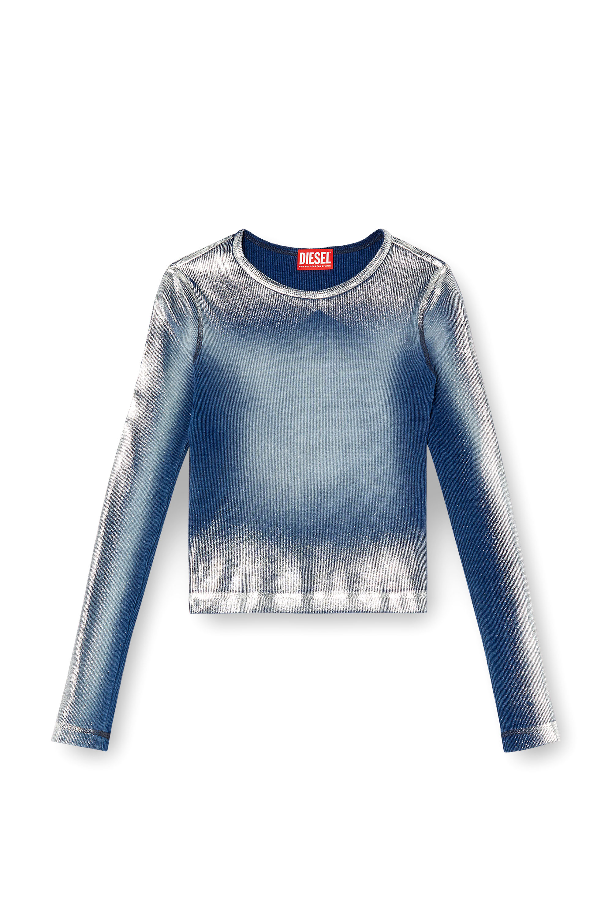 Diesel - T-BANES-NC-Q1, Woman's Faded metallic long-sleeve T-shirt in Blue - 4