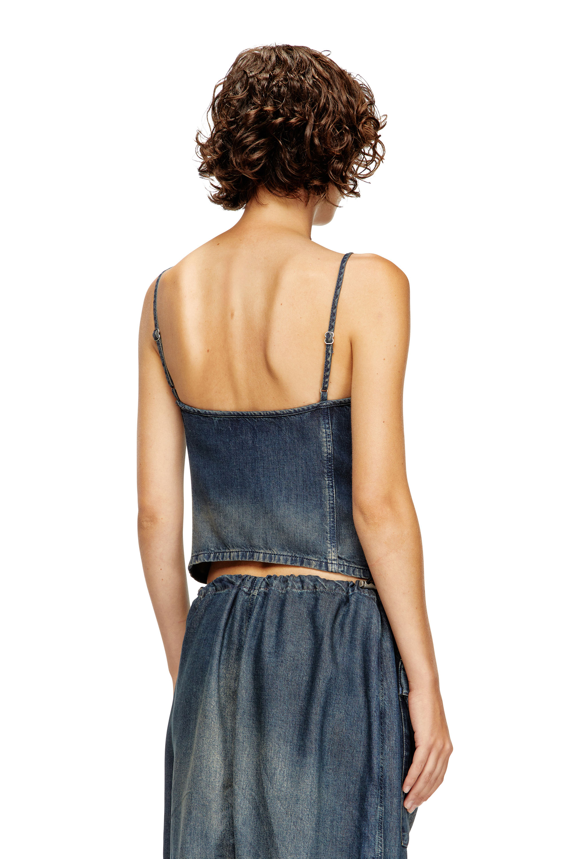 Diesel - DE-MELLIS-S, Woman's Top in gradient fluid denim in Dark Blue - 4