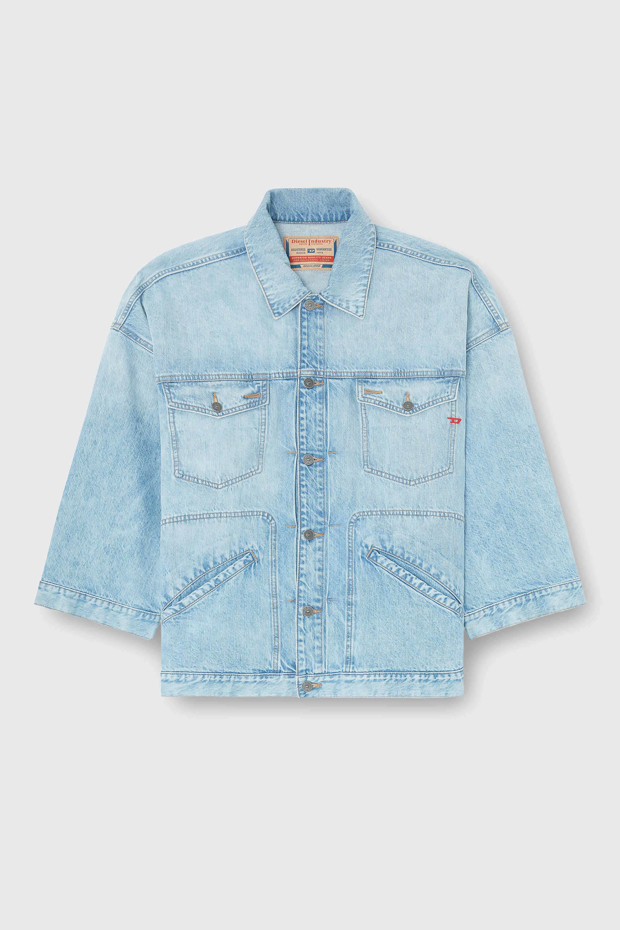 Diesel - DE-LIN, Woman's Oversized denim workwear jacket in Light Blue - 2