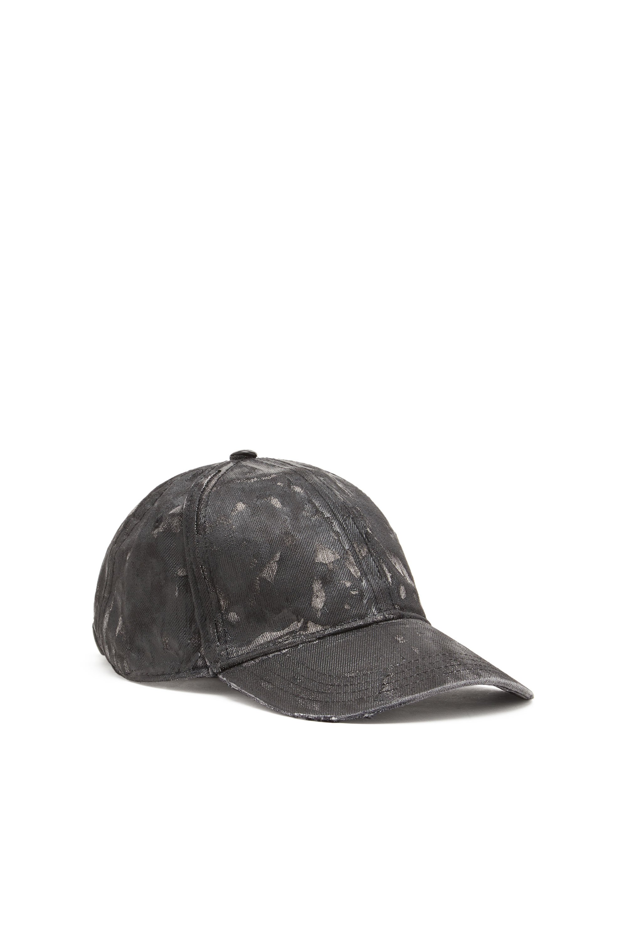 Diesel - C-IRO, Man's Baseball cap in treated denim in Black - 1